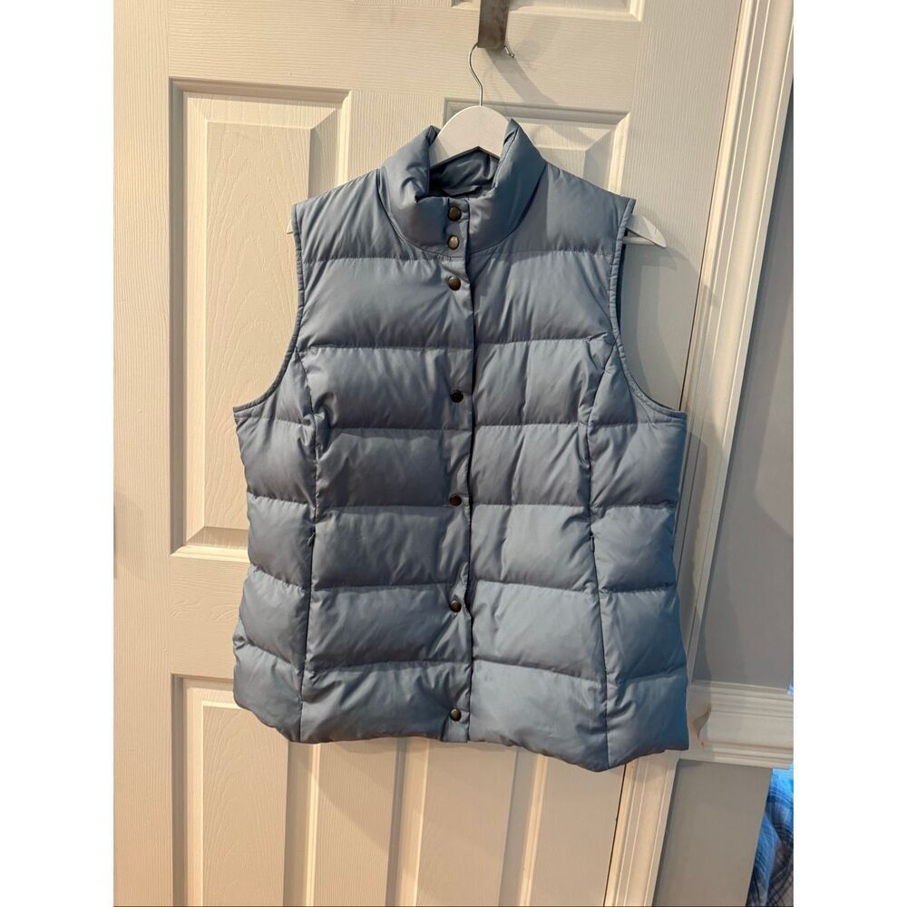 J. Jill Light Blue Snap Up Down Puffer Vest sz L NWOT